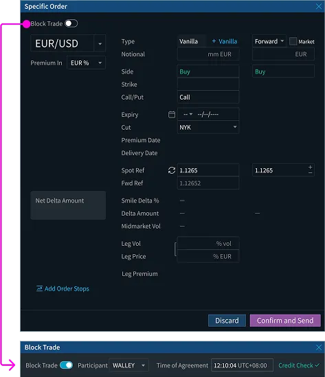 Table UI with strategy links and layout settings