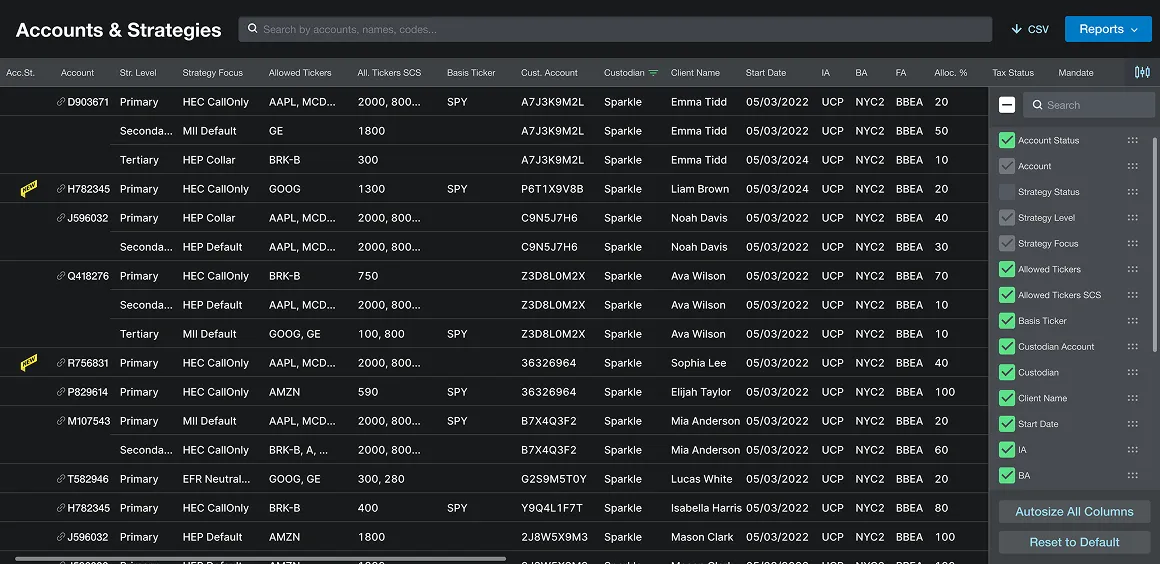 Screenshot of the table page of the Asset management app after redesign